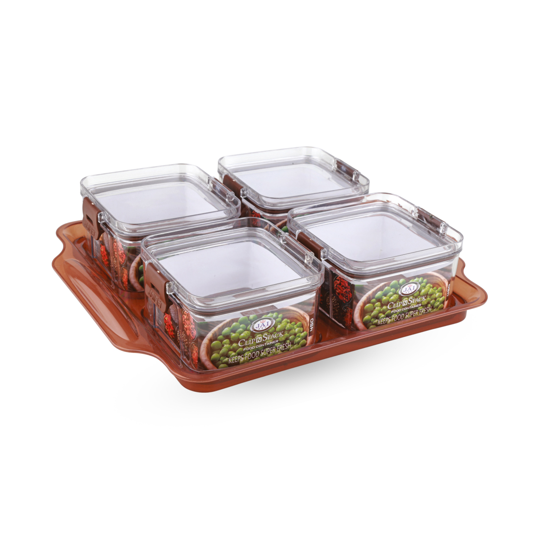 Clip N Stack Square 450 (4 pc set with Tray)